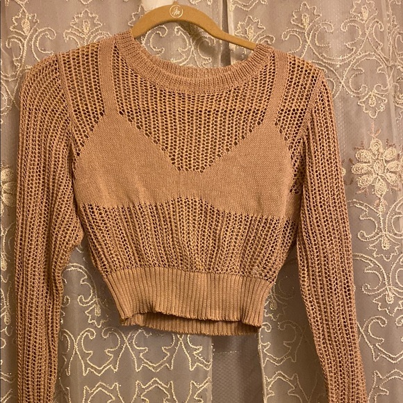 Brown Knit Cropped Sweater - Picture 1 of 6